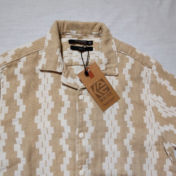 Indicode Men's Medium Button Down Short Sleeve Shirt NWT - Picture 2 of 8